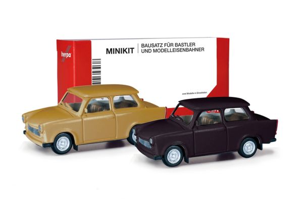 HER013901-002 - TRABANT 601 Limousine marrone e nero - 2 pezzi da assemblare - 1