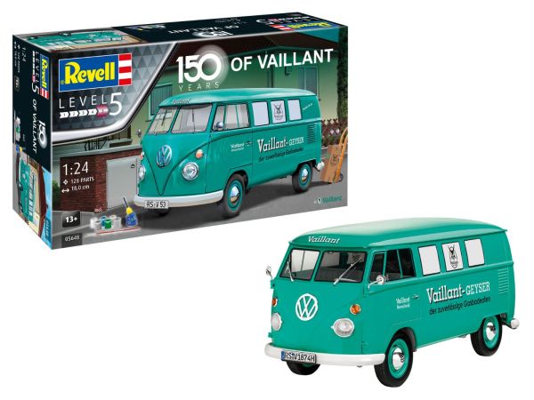 REV05648 - Set regalo 150 anni di Vaillant - Autobus VOLKSWAGEN T1 da costruire con accessori di base - 1