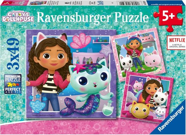 RAV056590 - 3 puzzle 49 pezzi Gaby e la casa magica - 1