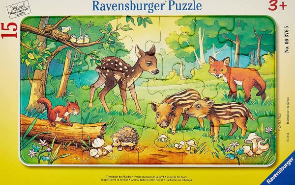 RAV063765 - Puzzle a cornice di 15 pezzi Piccoli animali della foresta - 1