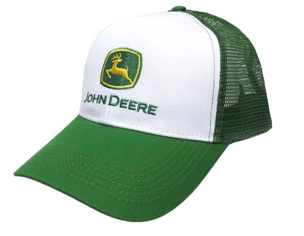 1308-0002-WH - JOHN DEERE Berretto verde e bianco con maglia verde posteriore - 1