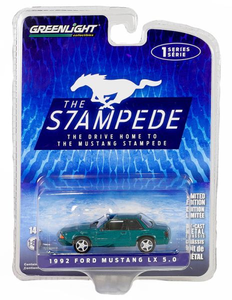 GREEN13340-C - FORD Mustang LX 5.0 1992 verde della serie THE STAMPEDE in blister - 1