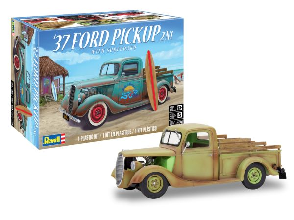 REV14516 - FORD pickup Street Rod 1937 con surf per assemblare e dipingere  - 1