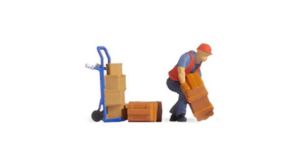 NOC16526 - Piccole scene - Figura con carrello e scatole - 1