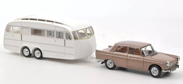 NOREV184837 - 1965 PEUGEOT 404 marrone metallizzato con caravan Henon - 1