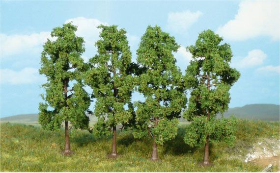 HEK1976 - Set di 4 alberi con foglie verde scuro 11 cm - 1