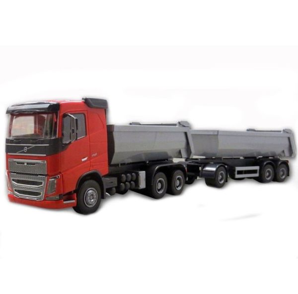 EMEK20355 - VOLVO FH16 6x4 rosso con rimorchio 1 + 2 assi - 1