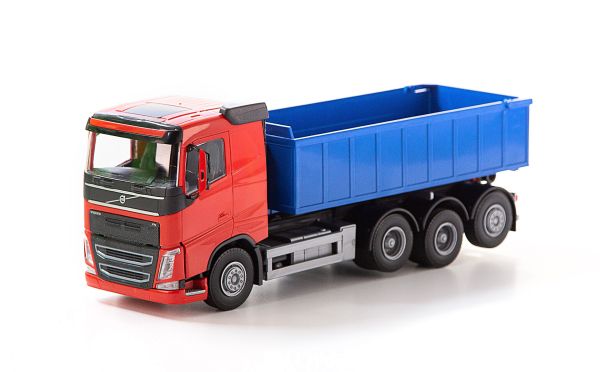 EMEK20755 - VOLVO FH 8x4 camion rettilineo rosso con rullo compressore blu - 1