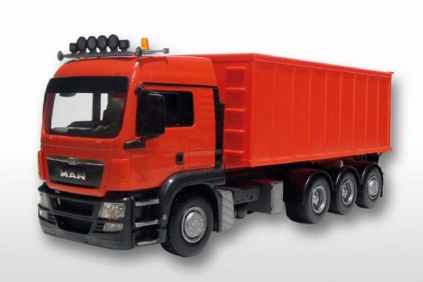 EMEK20898 - MAN TGS LX Camion rettilineo 8x4 con rimorchio a 3 assi rosso - 1