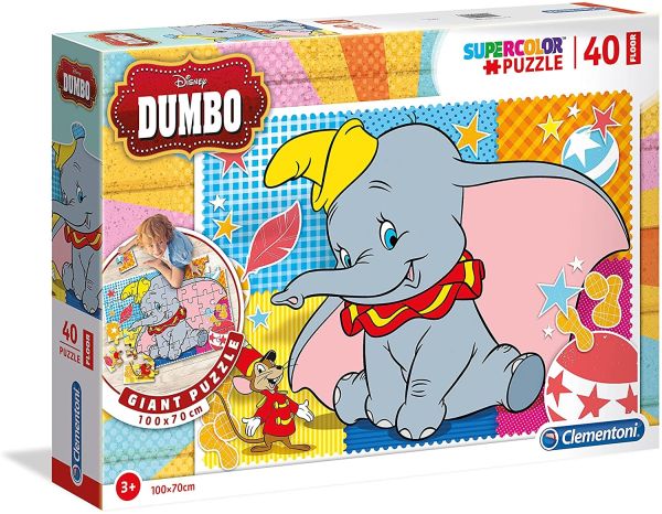 CLE25461 - Puzzle di 40 pezzi da fare sul pavimento DUMBO - 100x70 cm - 1