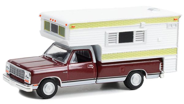 GREEN30409 - DODGE Ram D-250 royal Pick-up rosso del 1981 con grande camper sotto blister - 1