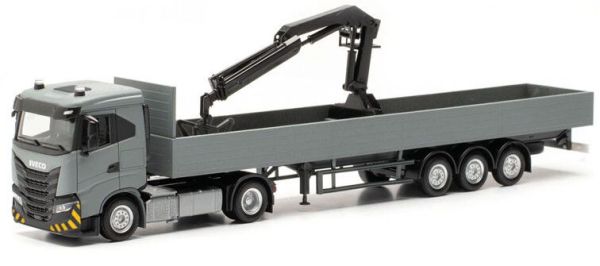 HER316415 - IVECO S-Way ND 4x2 con rimorchio e gru di carico 3 assi grigio - 1