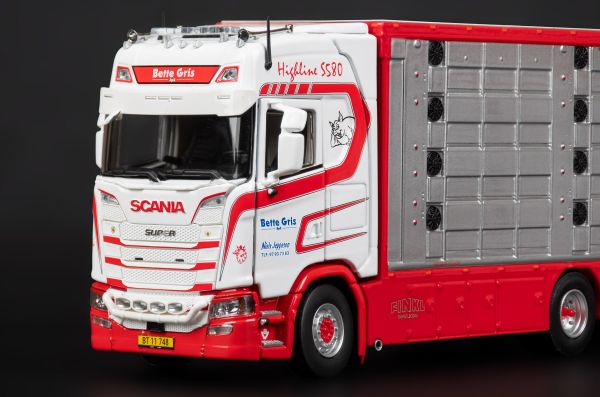 IMC32-0217 - SCANIA S Tetto alto 6x4 autocarro diritto con rimorchio 1+2 assi trasportatore di bestiame BETTE GRIS - 1