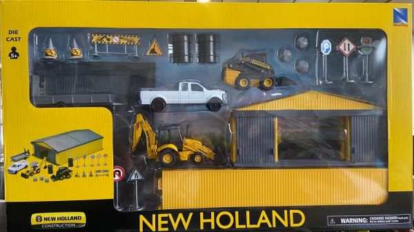 NEW32135 - Set NEW HOLLAND con attrezzature, edifici e accessori - 1