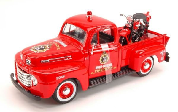 MST32191 - Pick-up FORD F-1 con moto HARLEY DAVIDSON 1936 Vigile del fuoco - 1