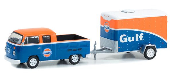 GREEN32280-B - VOLKSWAGEN T2 TYPE 2 doppia cabina con rimorchio 2 assi GULF della serie HITCH & TOW in blister - 1