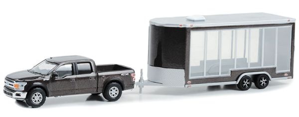 GREEN32280-D - FORD F-150 Lariat 4X4 2020 grigio con rimorchio vetrato della serie HITCH & TOW, in blister - 1