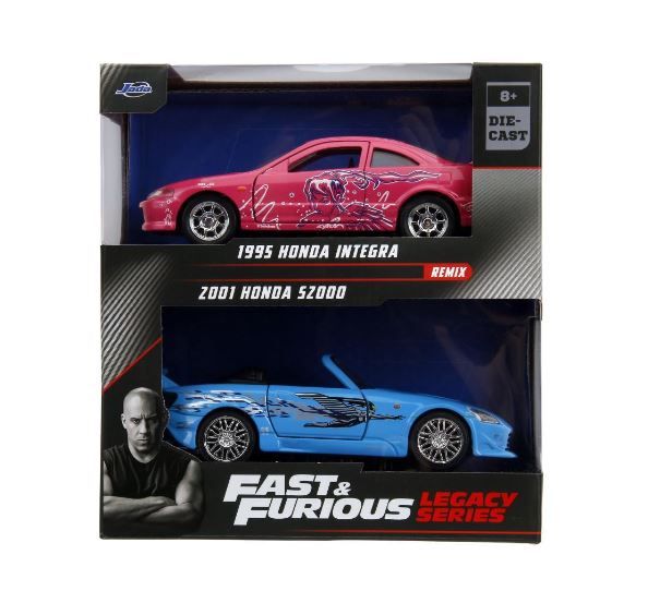 JAD35395 - Confezione di 2 auto HONDA Integra 1995 rosa e HONDA S2000 2001blu FAST and FURIOUS - 1