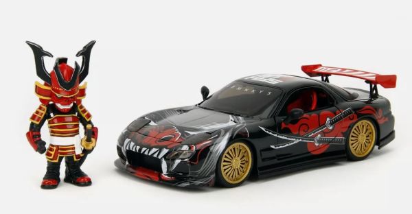 JAD35668 - 1993 MAZDA RX-7 Nero con figura scimmie Saru - 1