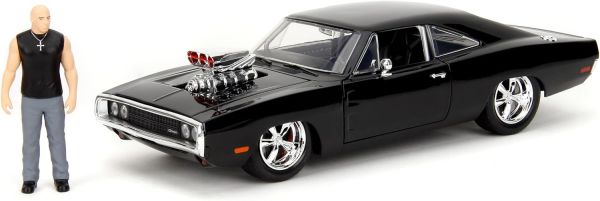 JAD35907 - DODGE Charger 1970 Nero con statuetta di Dom FAST & FURIOUS - 1