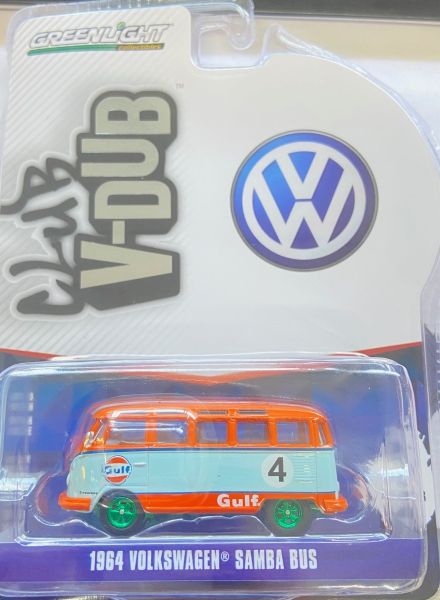 GREEN36070-BVERT - VOLKSWAGEN Samba bus 1964 GULF con cerchi verdi della serie CLUB VEE-DUB in blister - 1