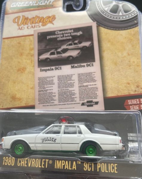 GREEN39130-EVERT - CHEVROLET Impala 9C1 Police 1980 cerchi verdi in blister della serie VINTAGE AD CARS - 1