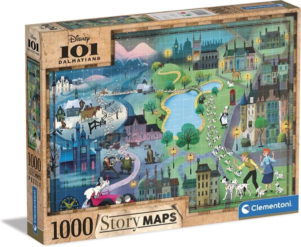 CLE39665 - Puzzle 1000 pezzi mappe Disney 101 Dalmati - 1