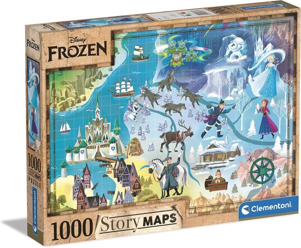 CLE39666 - 1000 pezzi puzzle Disney Maps Snow Queen - 1