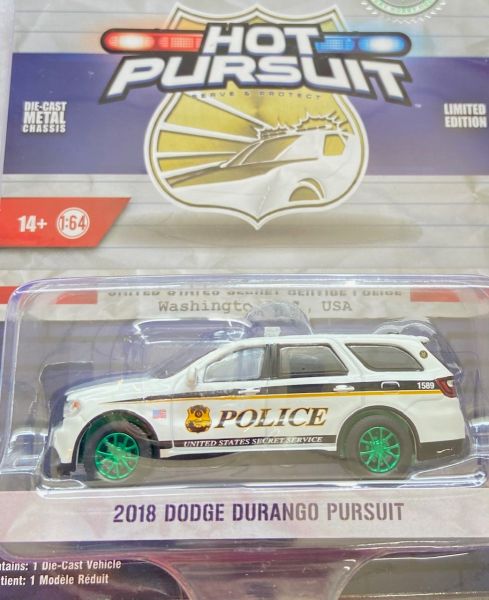 GREEN43015-EVERT - DODGE Durango Pursuit ruote verdi 2018 United States Secret Service della serie HOT PURSUIT in blister - 1