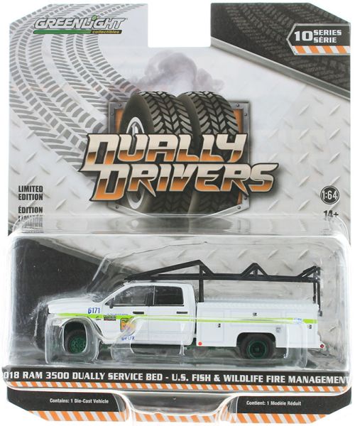 GREEN46100-EVERT - DODGE Ram 3500 con ruote verdi 2018 U.S. FISH della serie DUALLY DRIVERS in blister - 1