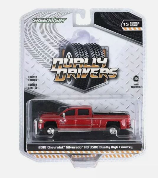 GREEN46150-D - CHEVROLET Silverado HD 3500 Dually High Country 2018 Red della serie DUALLY DRIVERS in blister - 1