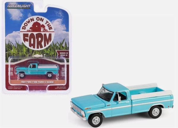 GREEN48100-C - FORD F250 Farm & Ranch 1969 blu della serie DOWN ON THE FARM 10 in blister - 1