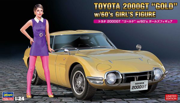 HAW52333 - TOYOTA 2000GT Gold con figura anni '60 da assemblare e dipingere - 1