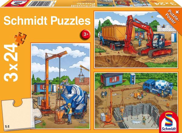 SCM56200 - 3 puzzle da 24 pezzi con poster Sul cantiere - 1