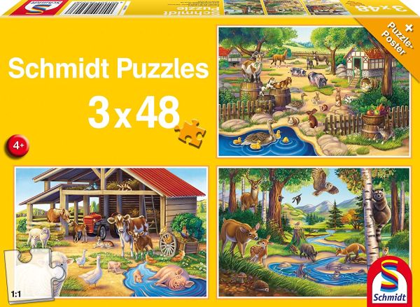 SCM56203 - 3 Puzzle 48 pezzi Tutti i miei animali preferiti - 1