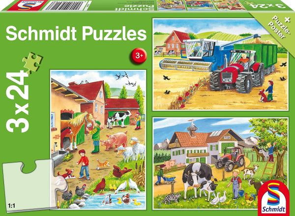 SCM56216 - 3 puzzle della fattoria da 24 pezzi con poster - 1