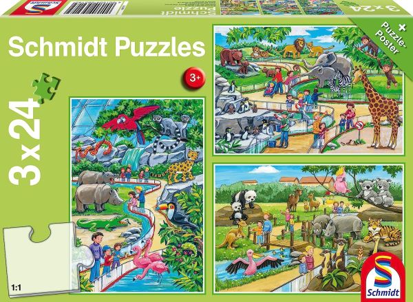 SCM56218 - 3 puzzle 24 pezzi Giorno allo zoo - 1