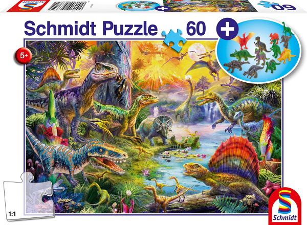 SCM56372 - Puzzle di 60 pezzi Dinosauro con figure - 1