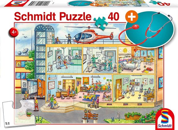 SCM56374 - Puzzle di 40 pezzi Ospedale pediatrico con stetoscopio - 1