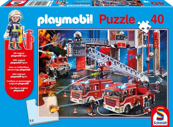 SCM56380 - Puzzle 40 pezzi pompiere PLAYMOBIL con figura - 1