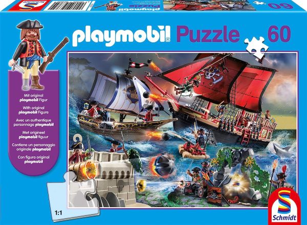 SCM56382 - Puzzle da 60 pezzi PLAYMOBIL Pirati con figura - 1