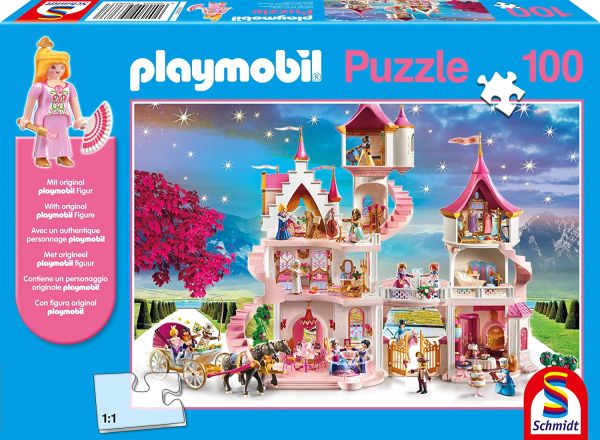 SCM56383 - Puzzle Playmobil del castello della principessa 100 pezzi con figura - 1