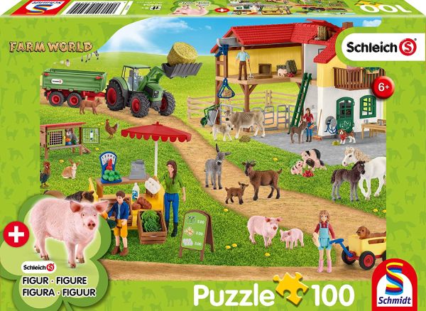 SCM56404 - 100 pezzi Puzzle SHCLEICH Fattoria e negozio con figura - 1