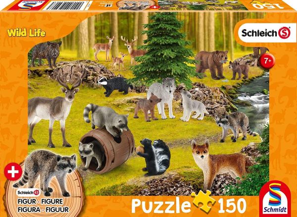 SCM56406 - Puzzle da 150 pezzi Animali selvatici SCHLEICH con figurina - 1