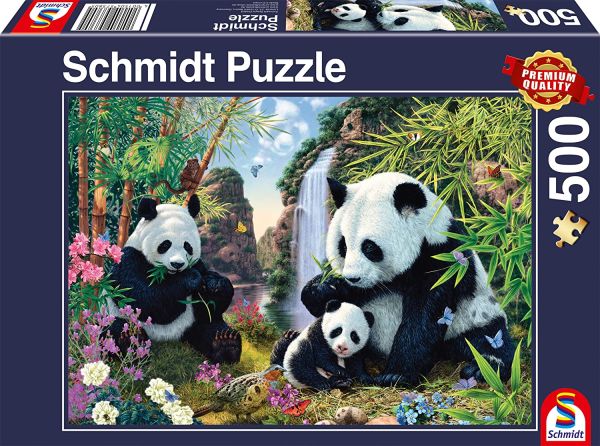 SCM57380 - Puzzle da 500 pezzi Famiglia di panda alla cascata - 1