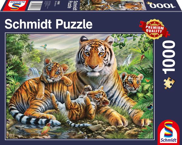 SCM58986 - Puzzle 1000 pezzi Tigre e i suoi cuccioli - 1