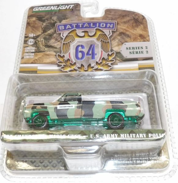 GREEN61020-DVERT - CHEVROLET M1008 CUCV Polizia Militare con ruote verdi 1985 serie BATAILLON 64 in blister - 1