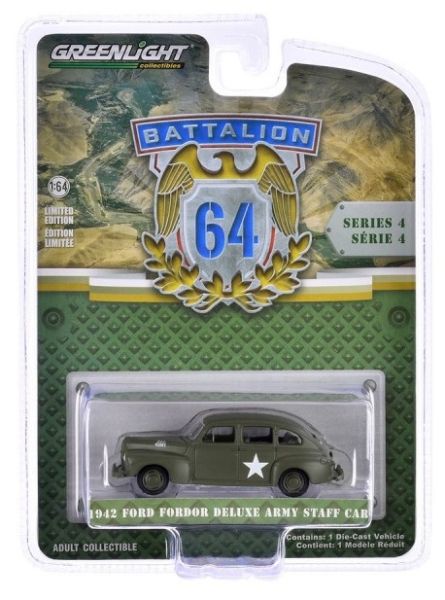 GREEN61040-A - FORD Fordor Deluxe Army Staff 1942 della serie BATTALION 64 in blister - 1