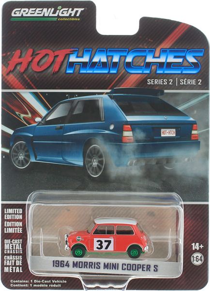 GREEN63020-AVERT - MINI COOPER Morris 1964 #37 cerchi verdi 1964 dalla serie HOT HATCHES in blister - 1