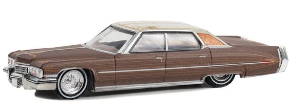 GREEN63050-E - Cadillac Sedan deville 1973 Marrone della serie CALIFORNIA LOWRIDERS in blister - 1